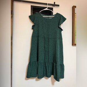 SHEIN Green Ruffle Sleeve Dress